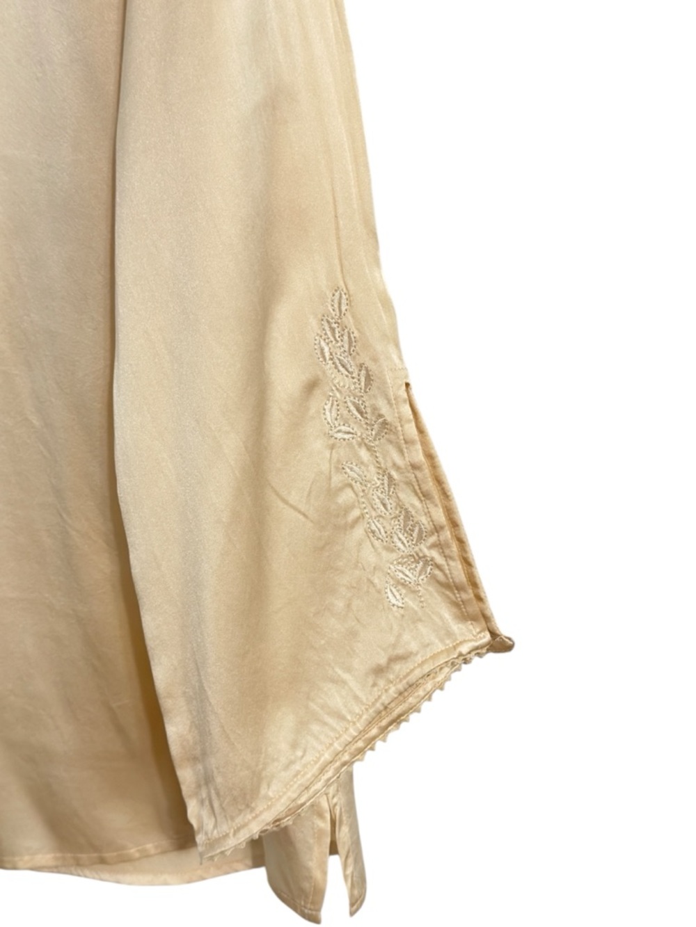 Ninety 100% Silk Ivory Embroidered Blouse Boho Tunic Bell Sleeve Size L - Picture 6 of 11